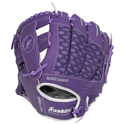 Franklin Sports 9.5" Purple/Silver Mesh Batting Glove With Ball - Left Hand Thrower 3 Franklin Sports 9.5" Purple/Silver Mesh Batting Glove With Ball - Left Hand Thrower