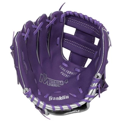Franklin Sports 9.5" Purple/Silver Mesh Batting Glove With Ball - Left Hand Thrower 5 Franklin Sports 9.5" Purple/Silver Mesh Batting Glove With Ball - Left Hand Thrower - Image 3