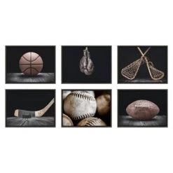 18" x 24" Sylvie Lacrosse Sticks Framed Canvas by Shawn St. Peter Gray - DesignOvation -Deals Sports Equipment Store unnamed file 2320