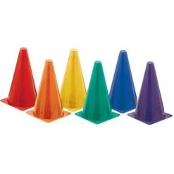 Champion Sports Hi-Visibility Plastic Cone Set, Assorted Fluorescent Colors, Set of 12
