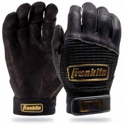 Franklin MLB Pro Classic Adult BB Batting Gloves Black Gold Med