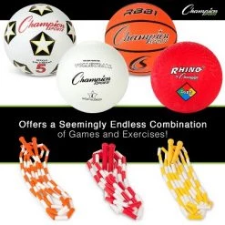 Champion Sports Physical Education Kit with 7 Balls & 14 Jump Ropes, Assorted Colors