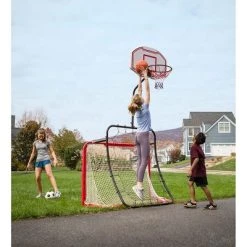 HearthSong - All-in-1 Outdoor Sports Set for Kids: Basketball, Baseball, Lacrosse, & Soccer