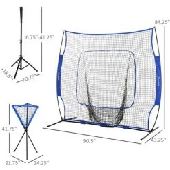 Soozier 7.5'x7' Baseball Practice Net Set w/ Catcher Net & Tee Stand, Pitching, Fielding, Practice Hitting, Batting, Backstop, Training Aid, Portable Training Equipment -Deals Sports Equipment Store unnamed file 2766