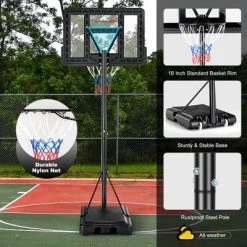 Costway Portable Basketball Hoop Stand Adjustable Height W/Shatterproof Backboard Wheels