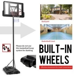 Costway Height Adjustable Portable Basketball Hoop System Shatterproof Backboard Wheels -Deals Sports Equipment Store unnamed file 2977