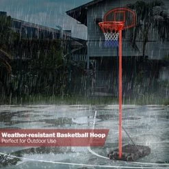 Costway Height-Adjustable Basket Hoop, Portable Backboard System Stand with 2 Wheels, Fillable Base, Weather-Resistant Nylon Net -Deals Sports Equipment Store unnamed file 3015