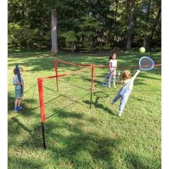 HearthSong Jumbo 3-in-1 Three-Way Game Set Featuring Badminton, Tennis and Volleyball for Kids