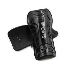 Unique Bargains 2 Pcs Football Shin Pads Soccer Guards Leg Protector Protective Gear Black