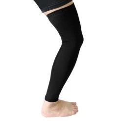 Unique Bargains Black XL Size Long Sport Stretch Brace Leg Sleeve Knee Calf Protector