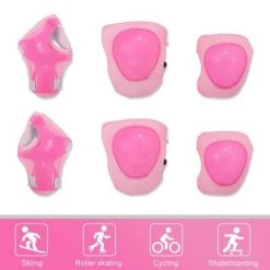 X AUTOHAUX Outdoor Sport Skating Palm Elbow Knee Support Guard Pad Protective Pads Set Pink 5.1" x 4.5" 6 in 1