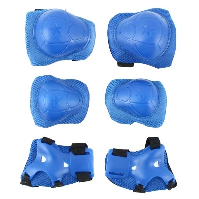 X AUTOHAUX Outdoor Skating Wrist Knee Elbow Pads Blades Guard Support Blue Black Set 6 in 1 3 X AUTOHAUX Outdoor Skating Wrist Knee Elbow Pads Blades Guard Support Blue Black Set 6 in 1