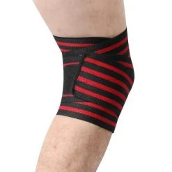 Unique Bargains Nylon Elastic Sports Gym Leg Knee Wrap Bandage Support Strap Guard Band Belt Red