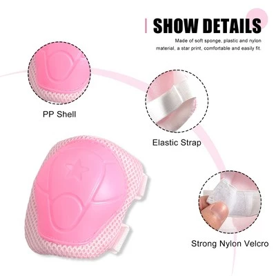 X AUTOHAUX Elastic Band Detachable Closure Wrist Elbow Knee Support Brace Set Protective Pads Pink 4.7" x 4.3" 4 X AUTOHAUX Elastic Band Detachable Closure Wrist Elbow Knee Support Brace Set Protective Pads Pink 4.7" x 4.3" - Image 2