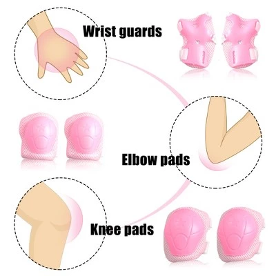 X AUTOHAUX Elastic Band Detachable Closure Wrist Elbow Knee Support Brace Set Protective Pads Pink 4.7" x 4.3" 5 X AUTOHAUX Elastic Band Detachable Closure Wrist Elbow Knee Support Brace Set Protective Pads Pink 4.7" x 4.3" - Image 3