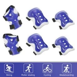X AUTOHAUX Skating Sports Protective Palm Elbow Knee Support Set Protective Pads Blue 5.9" x 4.3"