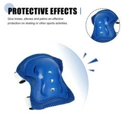 X AUTOHAUX Skate Knee Palm Elbow Guard Support Protection Pad Protective Pads White Blue 5" x 4.5" 6 in 1 set -Deals Sports Equipment Store unnamed file 3791