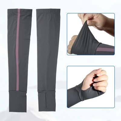 Unique Bargains 1 Pair Cooling Arm Sleeves for Women and Men Sports Arm Sleeve Gray Purple 4 Unique Bargains 1 Pair Cooling Arm Sleeves for Women and Men Sports Arm Sleeve Gray Purple - Image 2