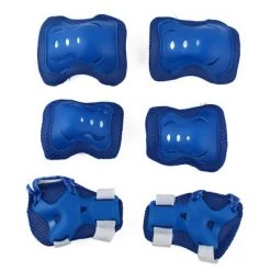 X AUTOHAUX Bicycle Roller Blading Wrist Elbow Knee Guards Support Brace Protective Pads Blue 5.3" x 4.1" 6 in 1 Set