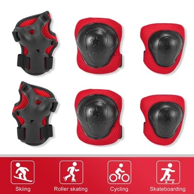 X AUTOHAUX Skateboard Sponge Palm Elbow Knee Support Sports Protective Pads Red Black 5.9" x 5.5" 6 Pcs 3 X AUTOHAUX Skateboard Sponge Palm Elbow Knee Support Sports Protective Pads Red Black 5.9" x 5.5" 6 Pcs