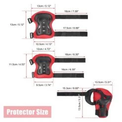 X AUTOHAUX Skating Bike Skateboard Sports Protective Palm Wrist Elbow Knee Support Brace Set Protective Pads Red Black 5.9" x 4.3"