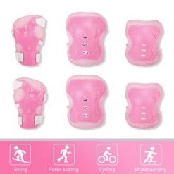 X AUTOHAUX Biking Skating Gear Knee Elbow Pads Wrist Protector Pink 3 Pairs Protective Pads Pink 5.5" x 5.1" 1 Set