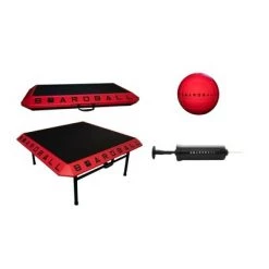 Boardball Sport Portable Foldable Durable Boardball Set with Rubberized Top Surface Board, Volleyball, and Compact Hand Pump, Red and Black